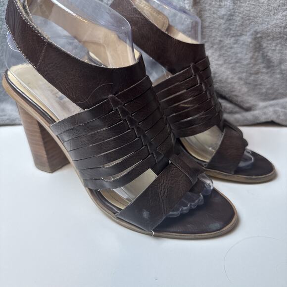 Charles By Charles David Jesse Ankle Strap Sandal Brown Leather Boho Size 7.5 - Picture 9 of 16